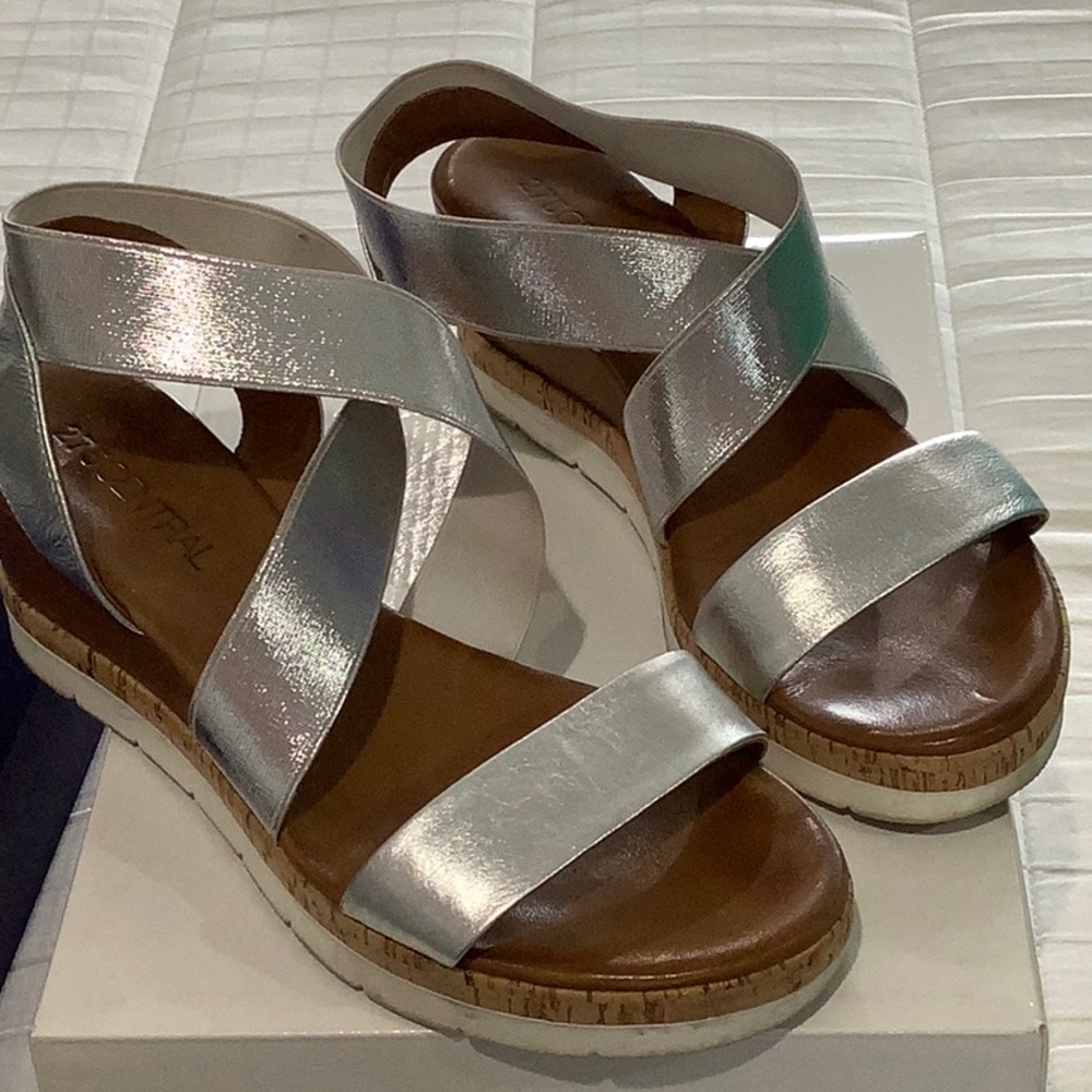 Silver wedge sandals